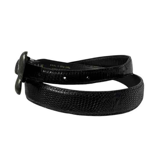 Genuine Vintage LITO-MOTI Black Genuine Lizard Sterling Belt Size M 36 Unisex main image 5